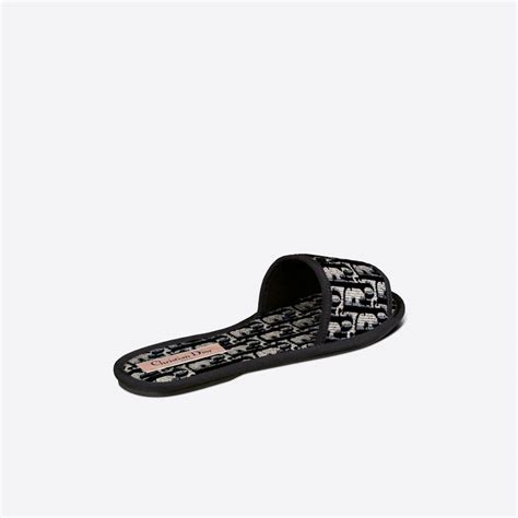 Dior Chez Moi Slide Blue Dior Oblique Embroidered Velvet 